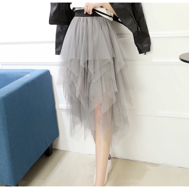 Chân váy lưới lệch tà bánh bèo cá tính