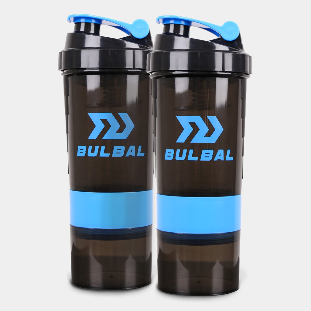 Bình nước thể thao BULBAL tập gym 500ml, đa ngăn tiện ích, có con lắc lò xo Tiện Lợi