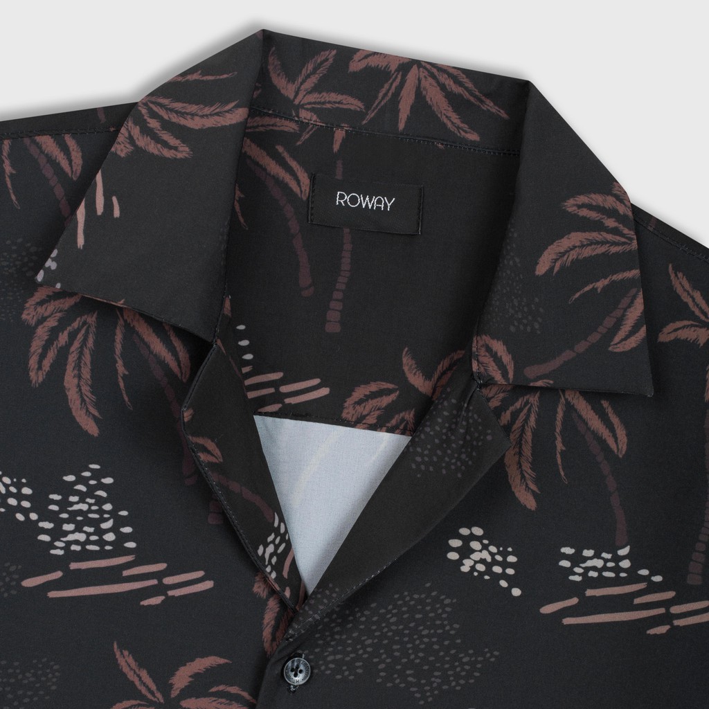 Áo sơ mi nam ROWAY Fullbox, vải lụa thoáng mát, không nhăn, form regular | Sơ mi họa tiết dừa