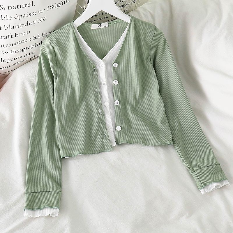 Áo cardigan giả 2 mảnh kèm fback