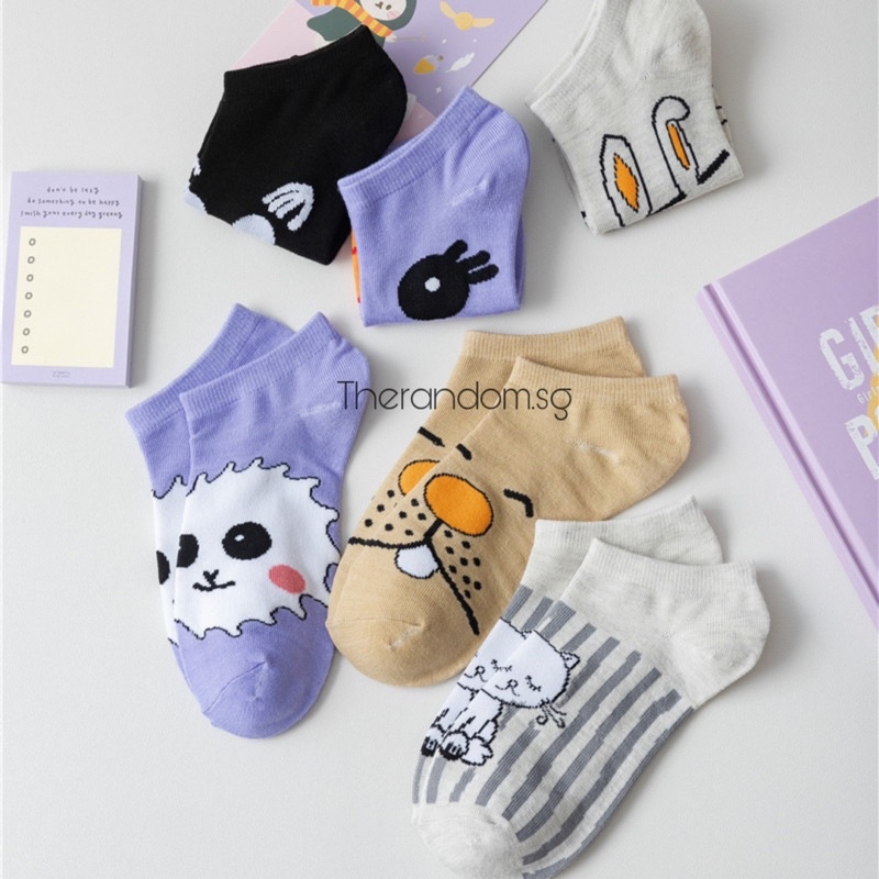Set Vớ/Tất Nam Nữ Cổ Ngắn Hoạt Hình Thỏ Mèo Vịt Hè 2021
