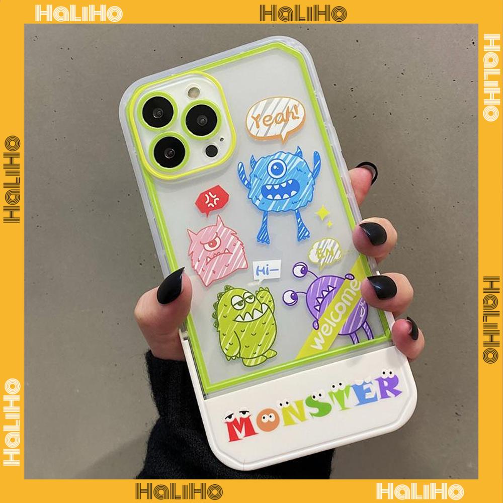 iPhone Case Silicone Soft Case Clear Case Folding Stand Airbag Shockproof Protection Camera Cartoon Cute Monster Zoo Compatible For iPhone 11 13 Pro Max 12 Pro Max 7Plus xr