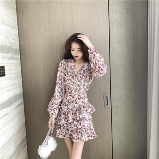 D53 -  Đầm Bigsize hoa tầng tay dài