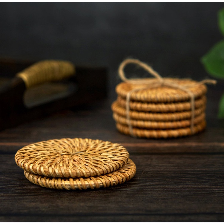 Đế lót ly, lót bình trà, lót nồi bằng mây dùng làm phụ kiện trang trí chụp ảnh