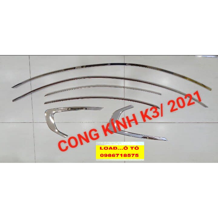 Bộ Nẹp Viền Chân Kính, Cong Kính Xe KIA K3 2022 Mẫu Inox Cao Cấp