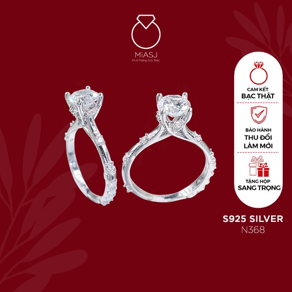 Nhẫn bạc Ý S925 MiASJ nữ nạm đá cao cấp, sang trọng N368