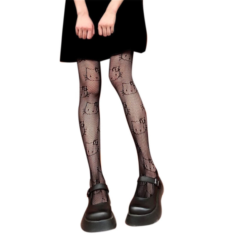 Quần tất lưới cho nữ họa tiết mèo Hello Kitty phong cách Lolita Nhật Bản dễ thương quyến rũ