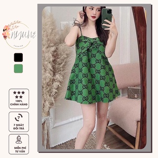 Set áo 2 dây kèm quần short, thiết kế giấu quần màu xanh cá tính HIJUNE SET01