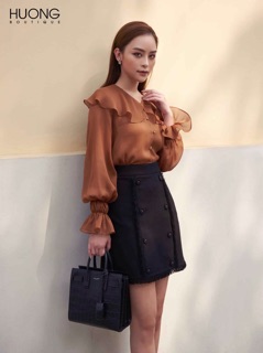 Sơ mi lụa bèo cổ tay chun -HBSM627