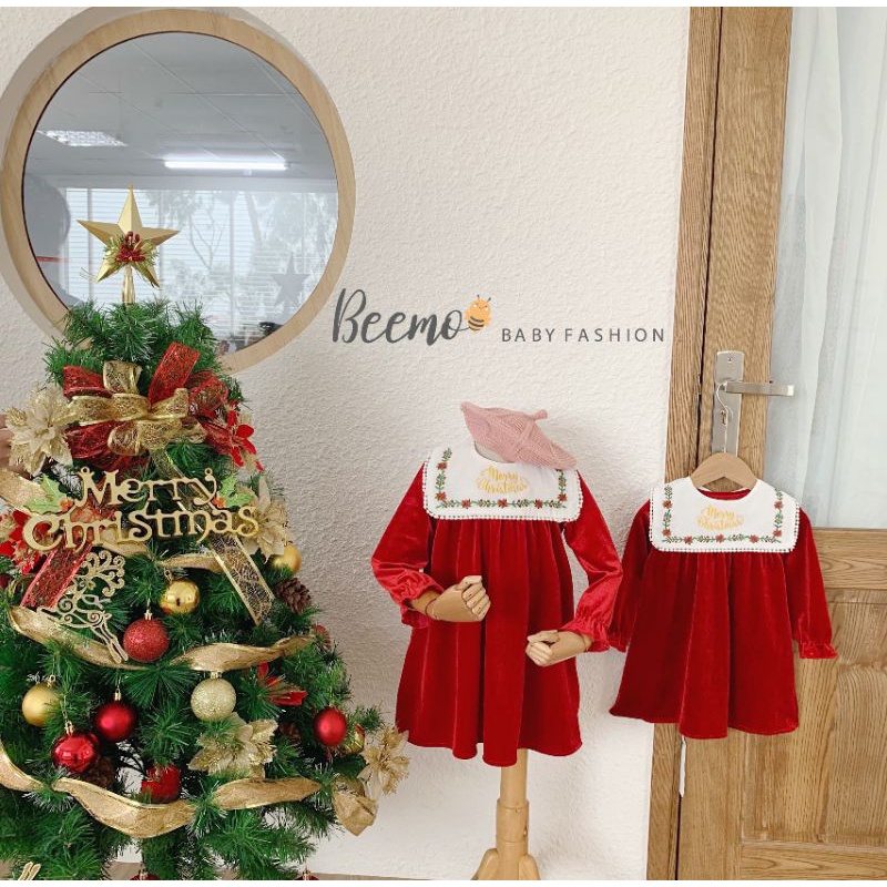 _Váy nhung Noel nhún ngực cho bé gái 9 đến 23kg