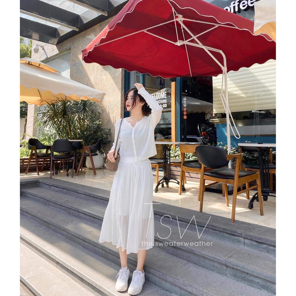 Chân váy xoè dập ly voan mỏng (Ảnh thật) | BigBuy360 - bigbuy360.vn