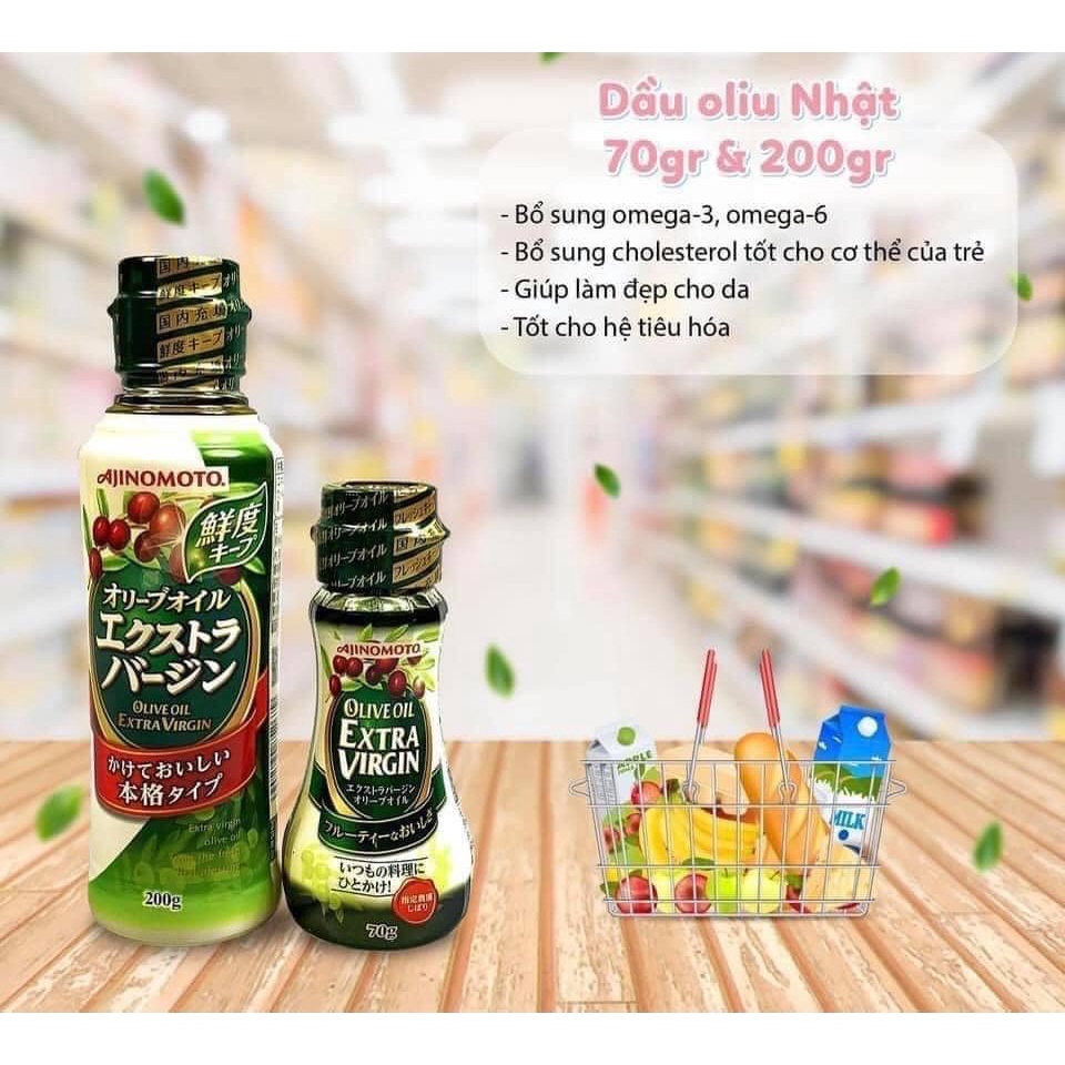 Dầu Ăn Cho Bé, Dầu Olive Nguyên Chất AJINOMOTO Nhật Bản 70g Cho Bé Ăn Dặm Bổ Sung OMEGA Vitamin Cho Sức Khỏe Date 2023