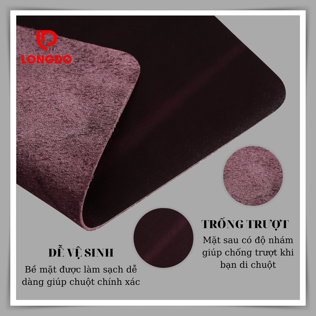 Tấm lót chuột bằng da bò thật - Bảo hành 5 năm - Hàng chính hãng thương hiệu Longdo Leather - Pullup