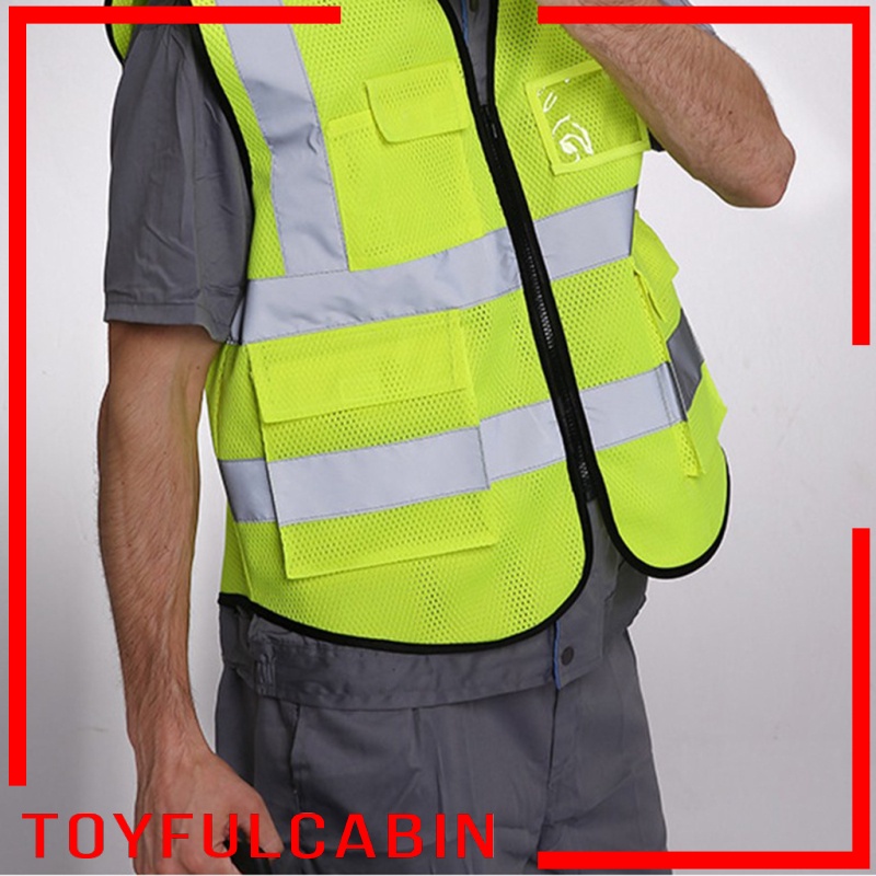Áo bảo hộ phản quang màu vàng kèm túi công trường