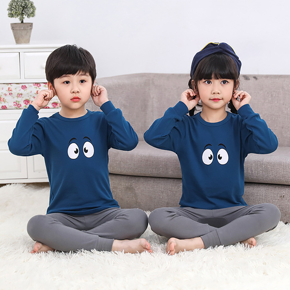 Cartoon Sleepwear Kids Boys Girls Long Sleeve Tops+Trouser 2PCS Pajama Set