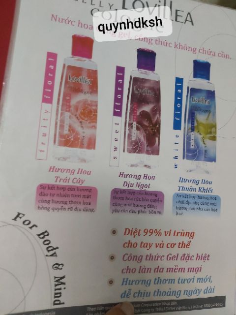 Nước hoa dạng gel  lovillea 100ml
