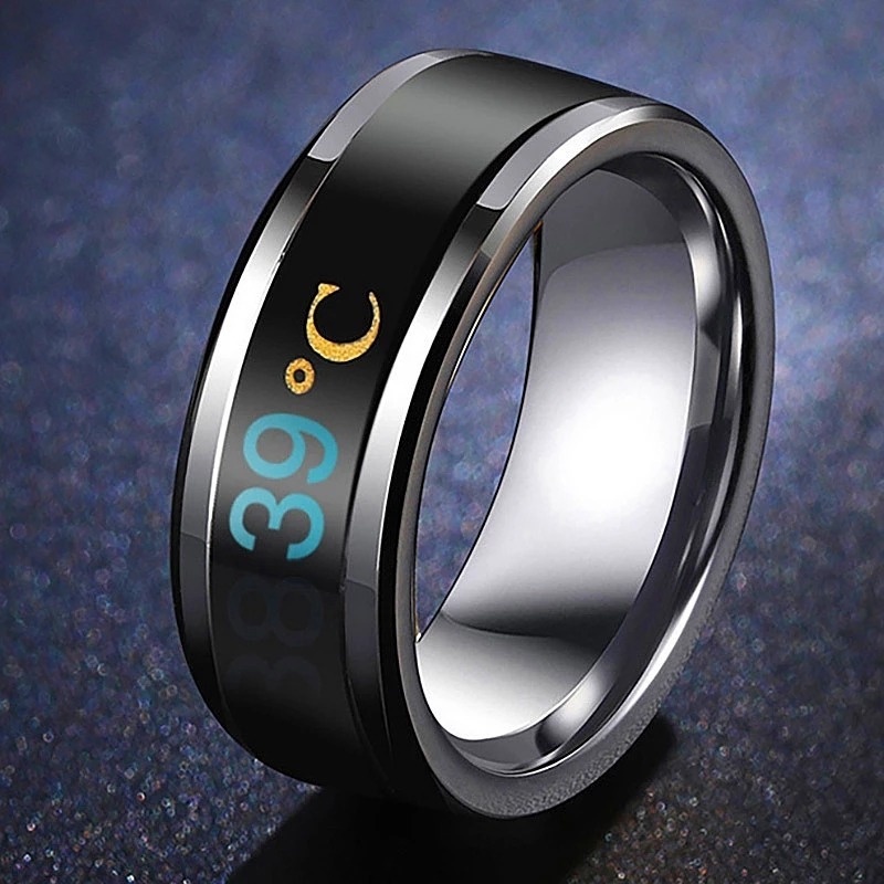 Creative Smart Temperature Rings/Titanium Steel Changing Color Lovers Ring/  Mood Temperature Couple Rings/ Fashion Personality Waterproof Ring Jewelry Gifts