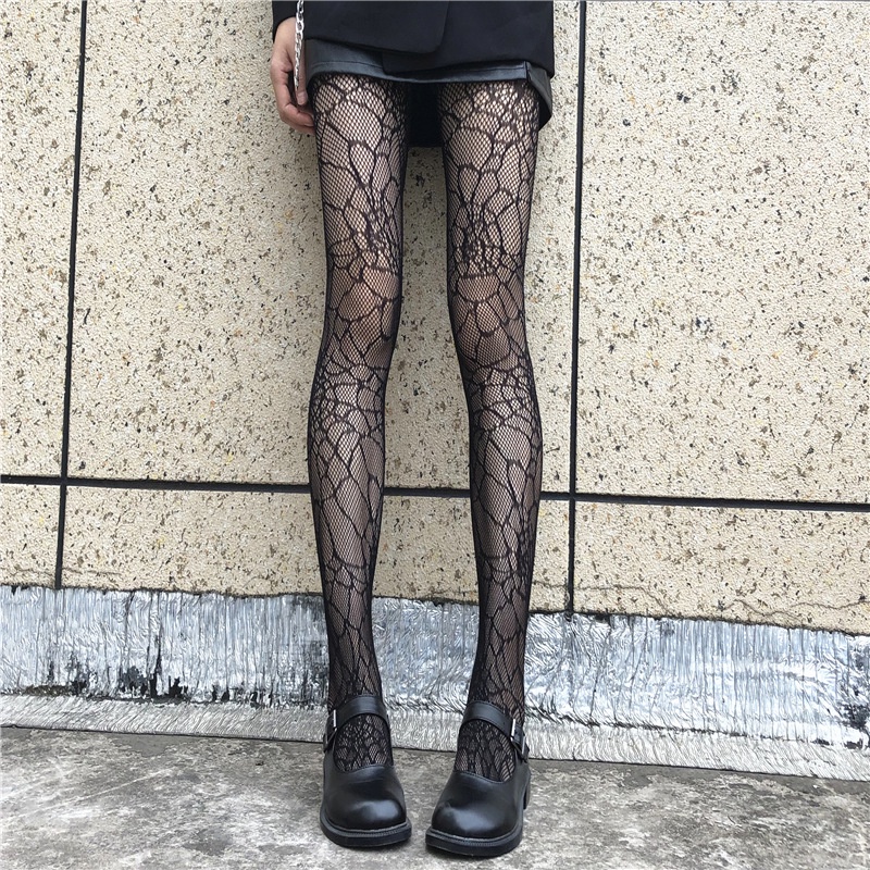 Tất quần cao vải lưới ren nylon đơn giản tạo hình hoa hồng màu đen cổ điển phong cách Nhật Bản thời trang dành cho nữ