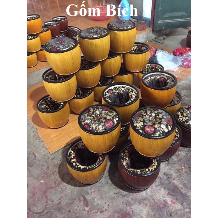 Giỏ Ủ Ấm Tích Bát Tràng Vải Gấm Hoa Dung Tích 0.5 - 1.5L - Gốm Bích