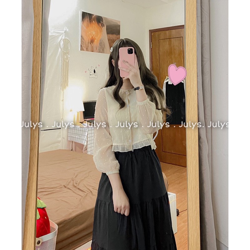 [Mã WASKT304 giảm 15% tối đa 30K đơn 99K] Áo babydoll voan chấm bi (ảnh THẬT TỰ CHỤP ) | BigBuy360 - bigbuy360.vn