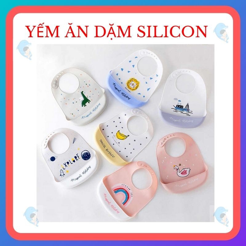 Yếm Ăn Dặm Silicon Có Máng Siêu Mềm Cho Bé Ăn Dặm Kiểu Nhật Và Ăn Dặm Chỉ Huy (Blw) An Toàn, Sạch Sẽ