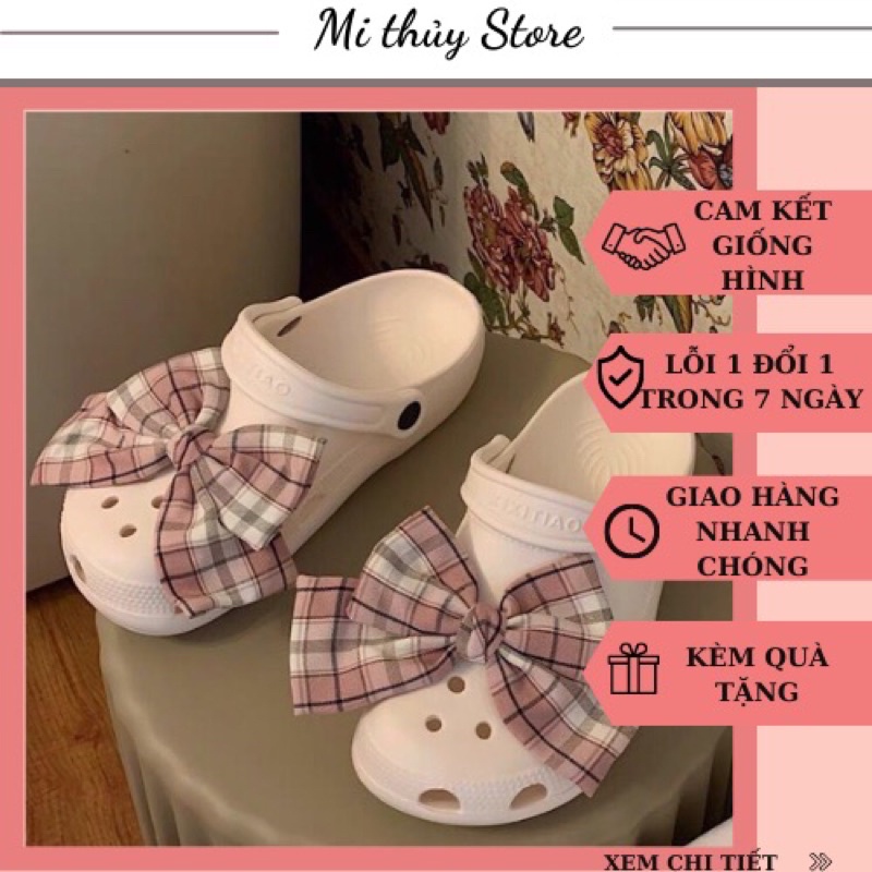 (Hàng sẵn) Dép sục cross nơ bản to phong cách hàn quốc dễ thương kèm ảnh thật