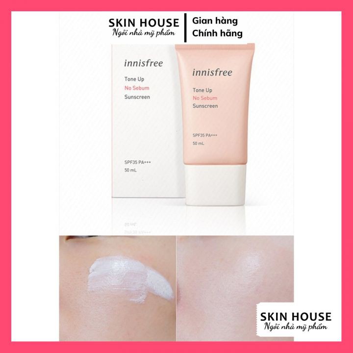 Kem Chống Nắng Innisfree Tone Up No Sebum Sunscreen 50ml Cho Da Trắng Hồng,Mịn Màng