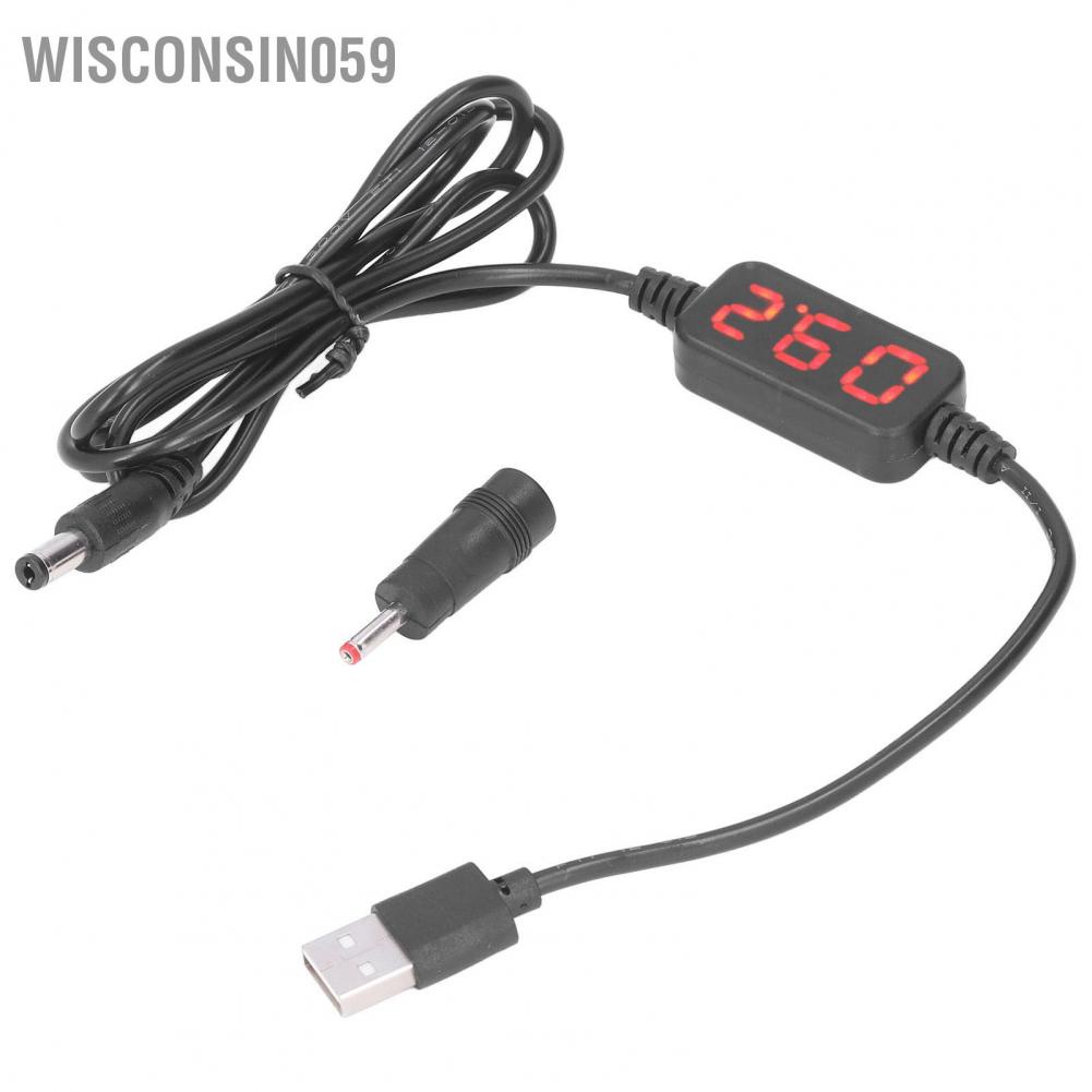 Wisconsin059 USB Boost Converter Cable Digital Display Mobile Power Boosts Module for Bank Charger