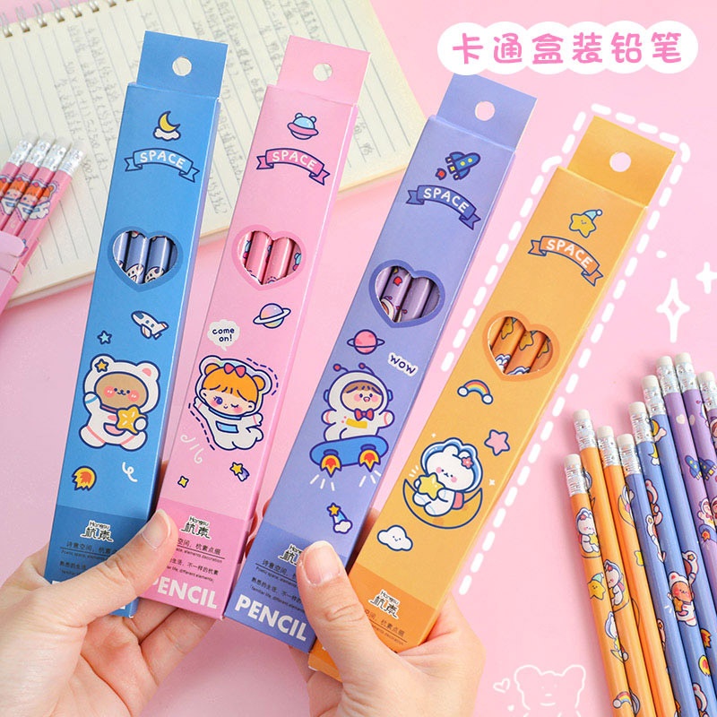 Hộp 6 Bút Chì Vẽ Kèm Hộp Đựng Phong Cách Giáng Sinh Hàn Quốc