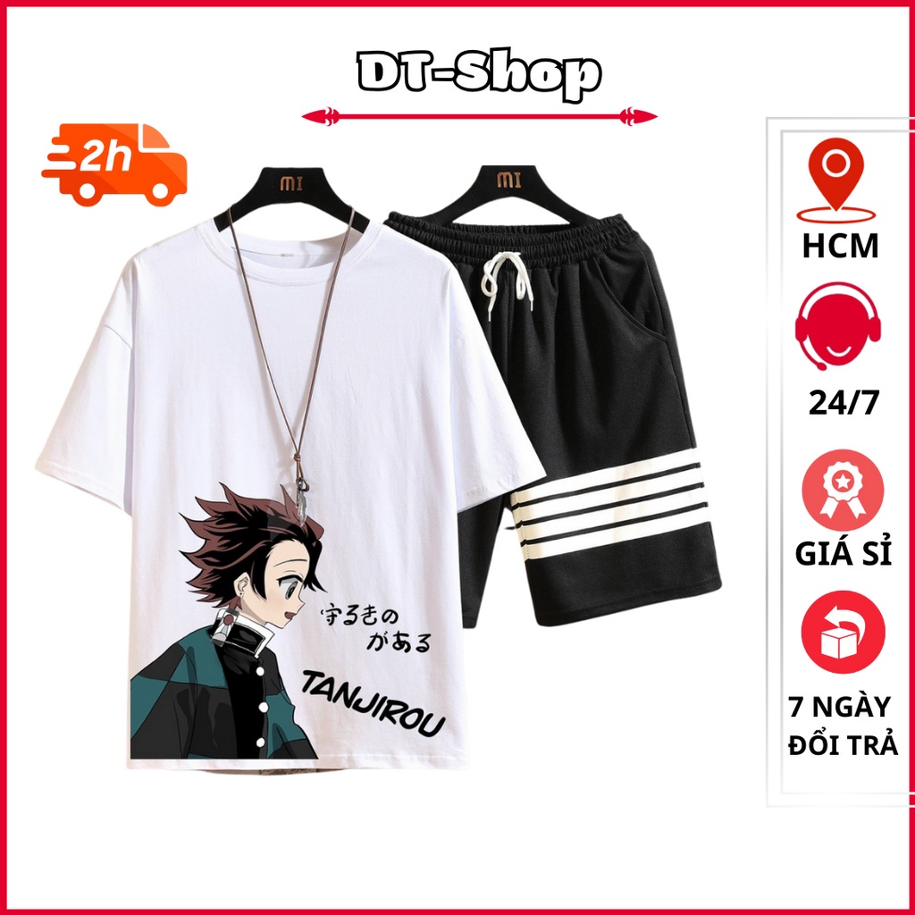 Đồ thể thao nam  FREESHIP  đồ bộ nam in họa tiết TANJIROU mẫu mới 2023