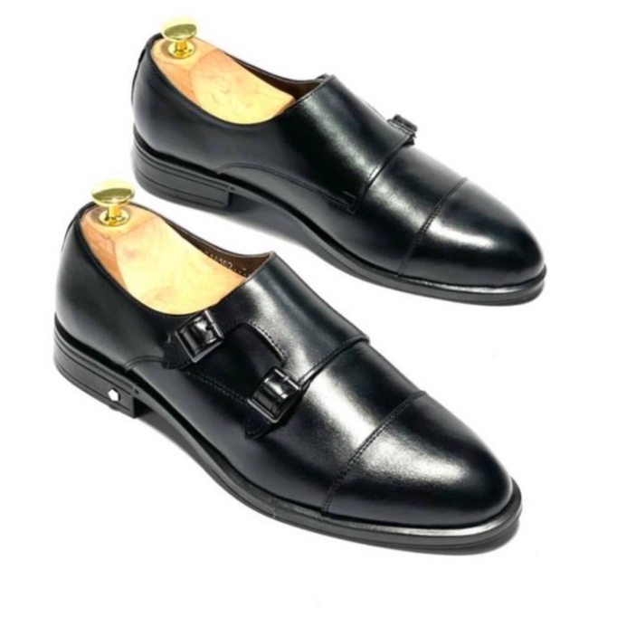 Giày lười tây nam da bò thật bảo hành 1 năm kiểu dáng Double Monkstrap - Mã T163