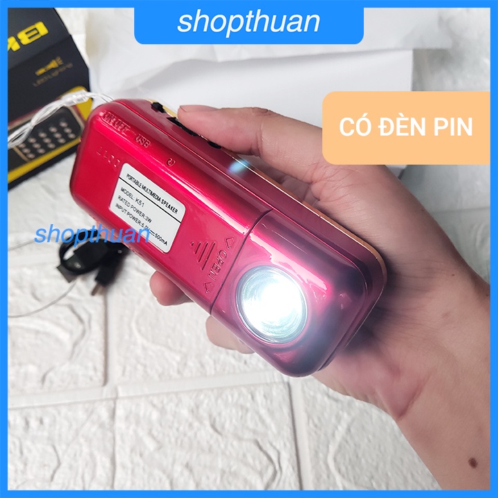 [Mã ELHACE giảm 4% đơn 300K] Loa BKK K51 - 2 Pin Có Đèn Pin, Nghe Thẻ Nhớ, USB, Nghe FM Radio