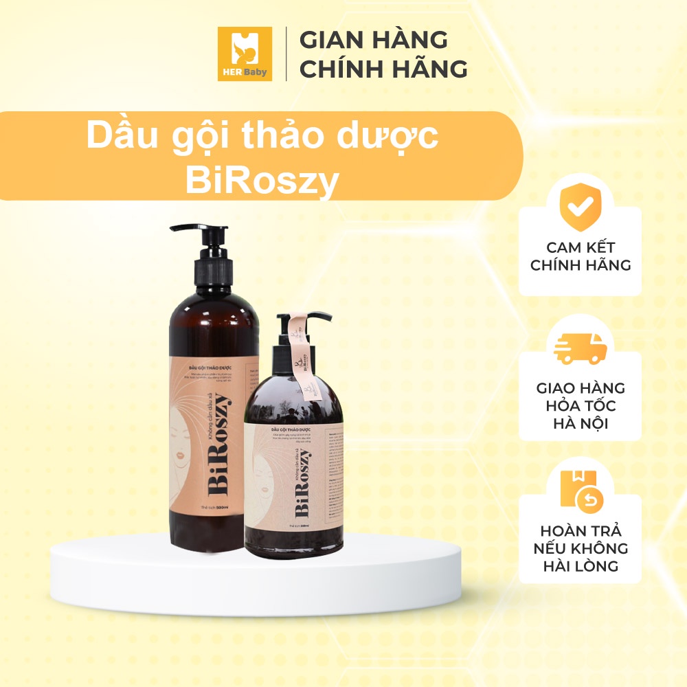 Dầu gội thảo dược BiRoszy Không cần dùng thêm dầu xả, Loại bỏ gàu, vi khuẩn, nấm có hại - Herbaby