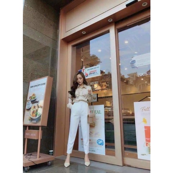 Quần baggy nữ công sởFREESHIPcạp cao cúc bọc vải tuyết mưa cao cấp [ANVU STORE QNU11]