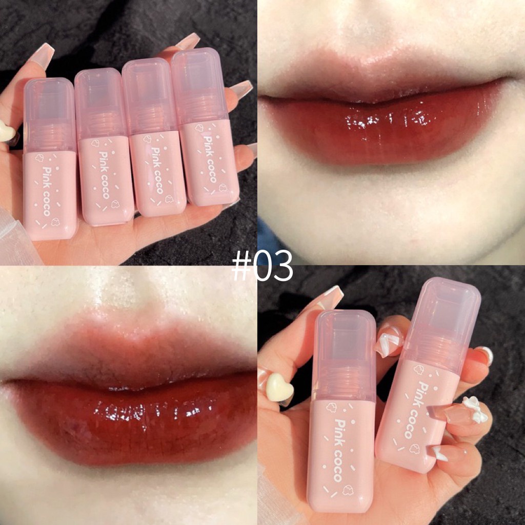 Son tint bóng lì dưỡng ẩm PINK COCO hình bánh Donut dễ thương dưỡng căng bóng mềm mịn