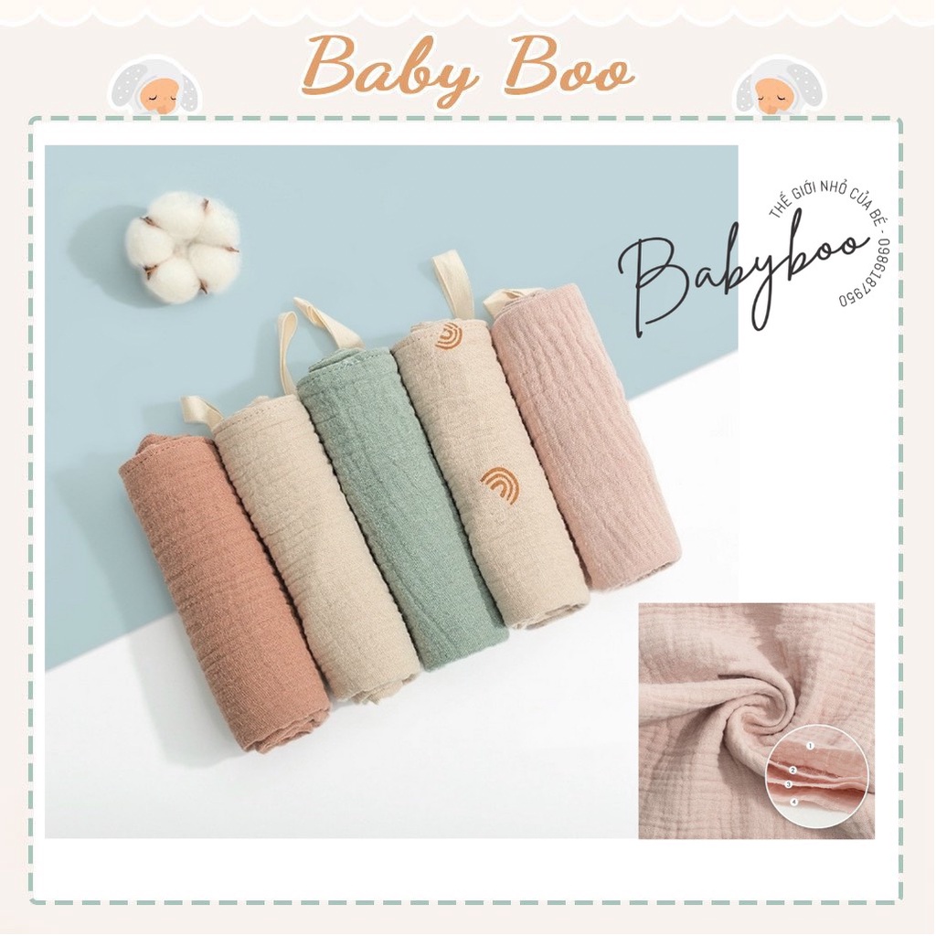 Khăn xô, khăn sữa sợi tre 4 lớp Muslin Tree kháng khuẩn set 5c [ babyboo]