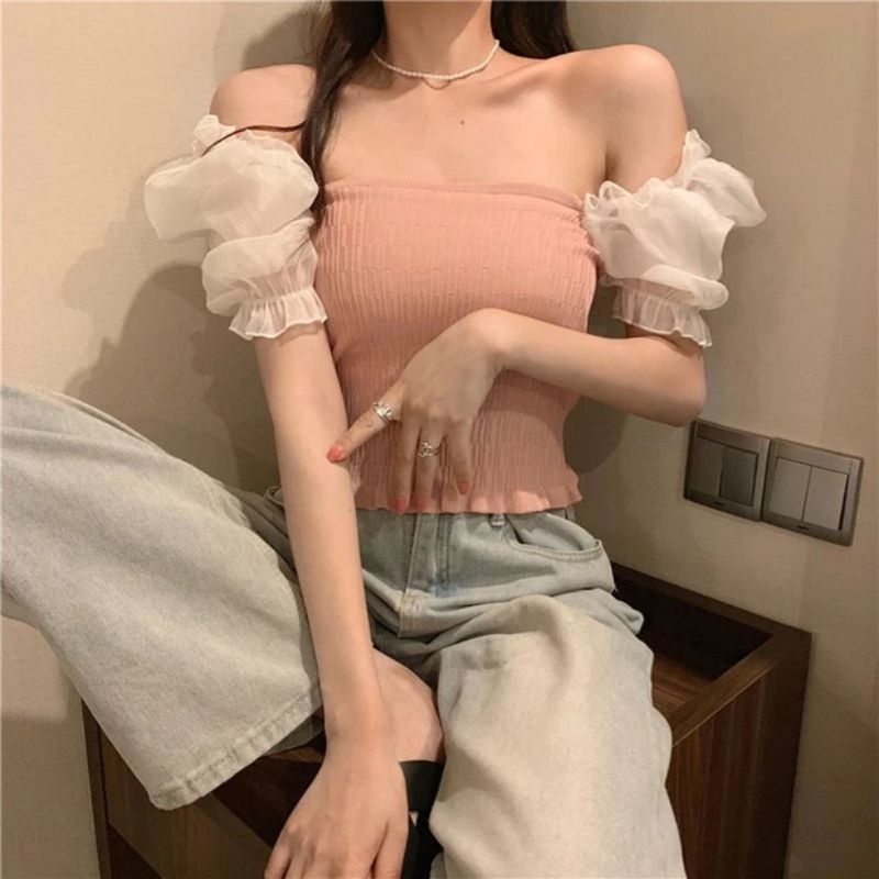 Áo đen tay bồng tiểu thư dễ thương