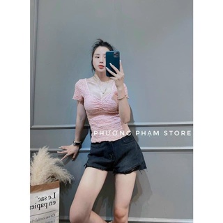 Áo Thun Nữ Chất Đũi Xốp Cực Mát Cổ Tim