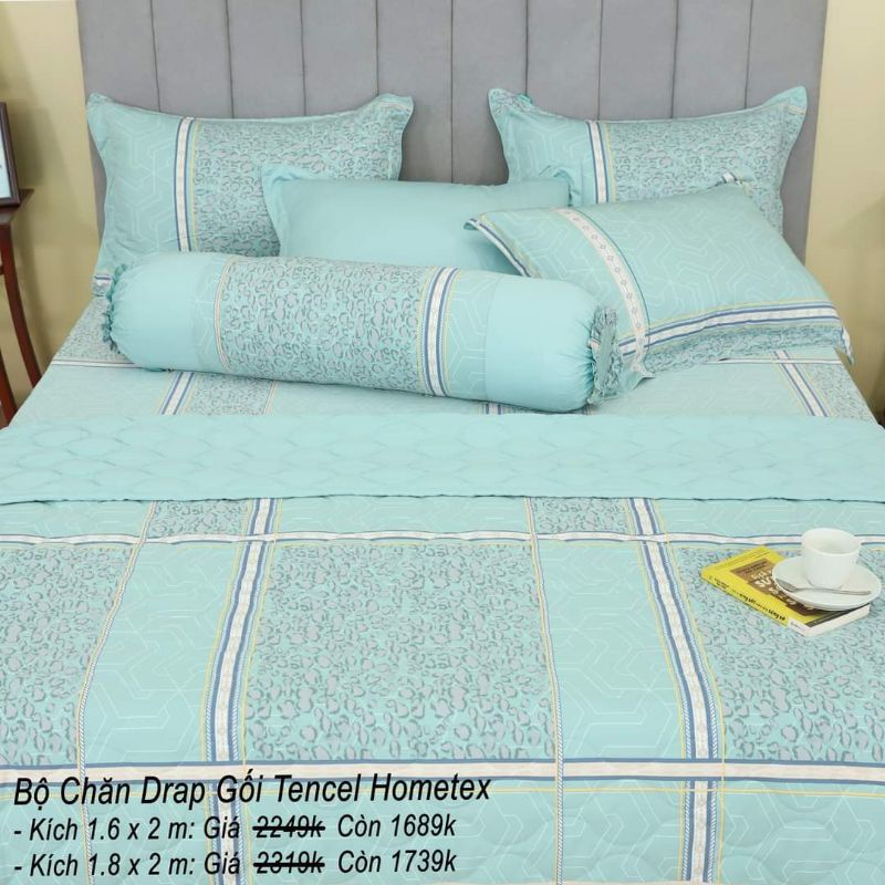 Bộ ga gối Tencel Hometex, bộ drap gối cao cấp (160x200,180x200)