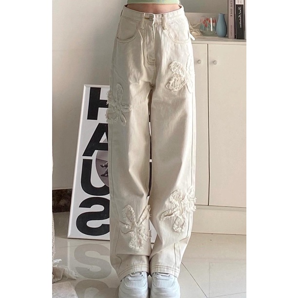 Quần Jeans Nữ Lưng Cao Dáng Rộng Thời Trang Cá Tính