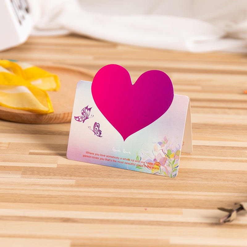 Thiệp 3D Hình Trái Tim Hoa Trang Trí Bánh Kem Ngày Lễ Tình Nhân