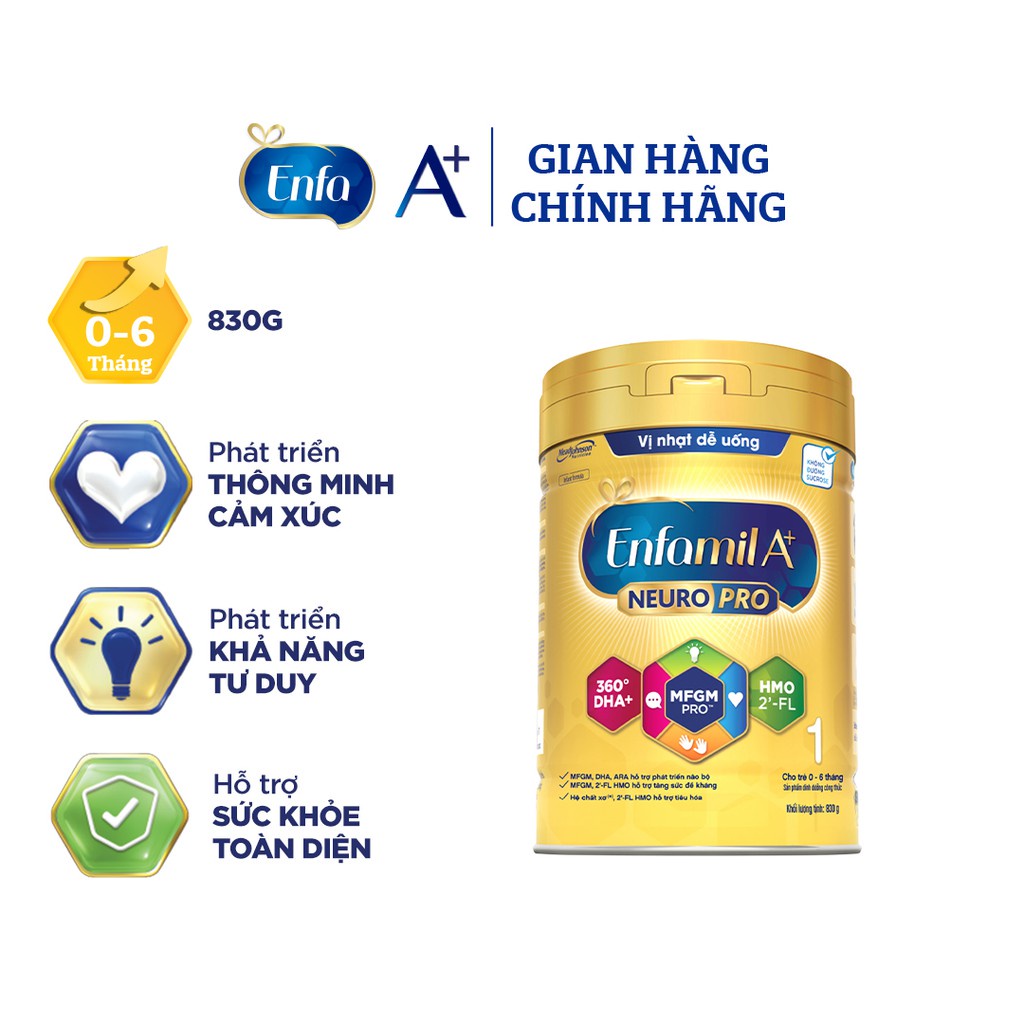 Sữa Bột Enfamil A+ 1 360° Brain DHA + với MFGM Pro HMO 870g