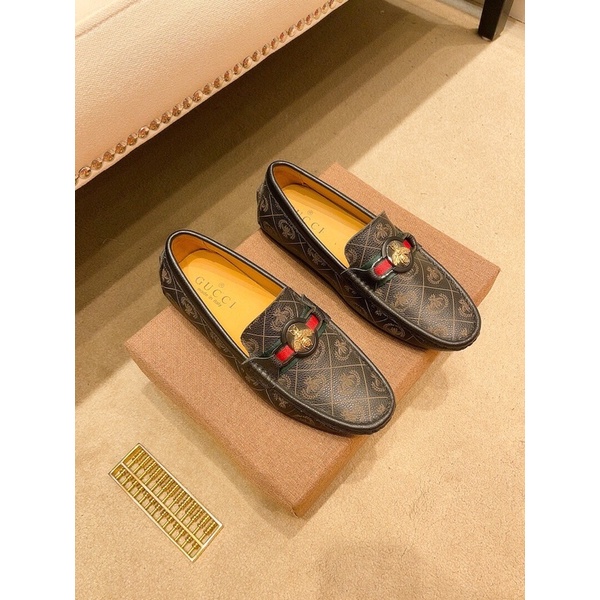 Giày lười nam da thật logo thương hiệu Gucci GG/GC cao cấp mẫu mới lịch lãm