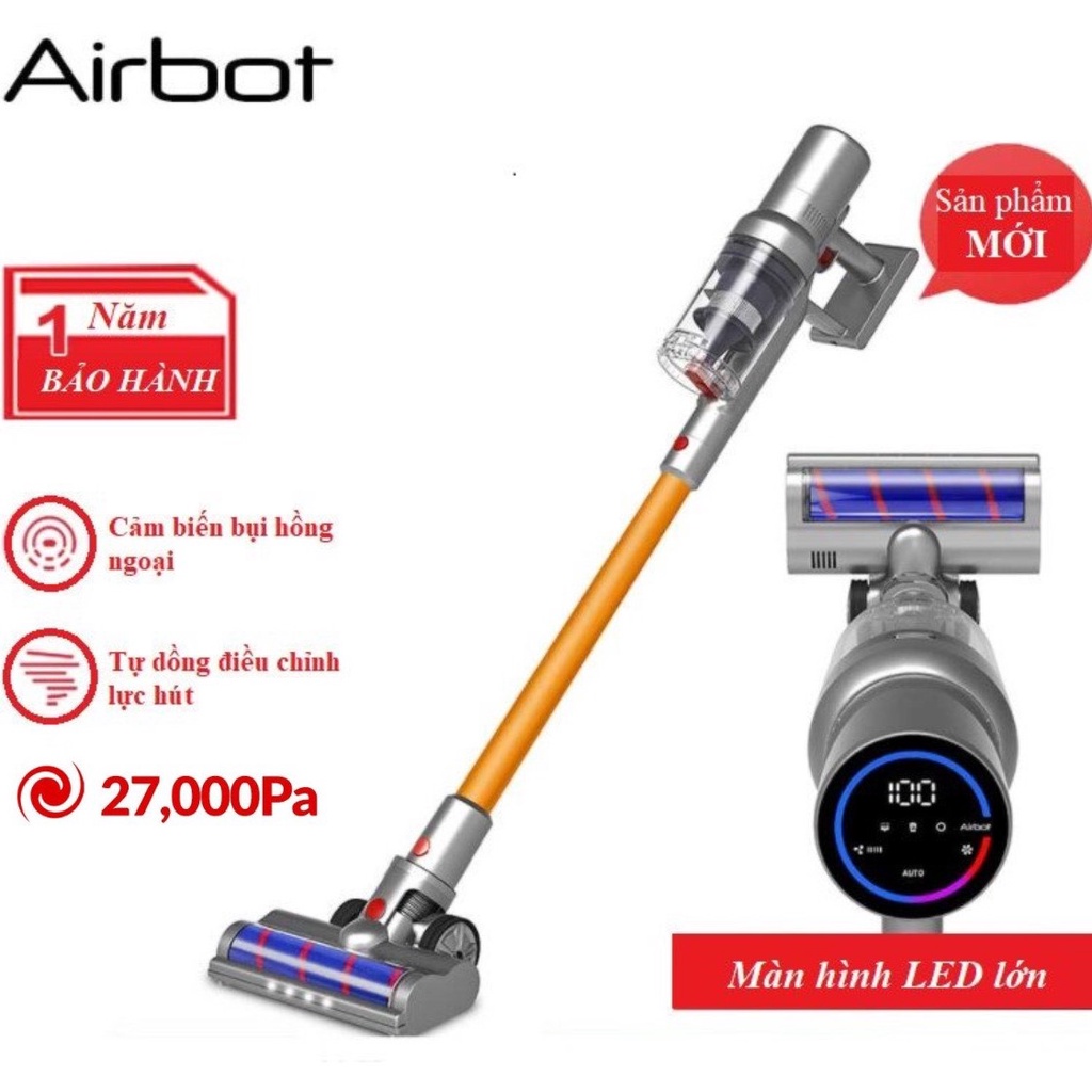Máy hút bụi không dây Airbot Hypersonics Pro 27KPa Cảm biến bụi thông minh Tốc độ tự động Điều chỉnh đèn chiếu sàn