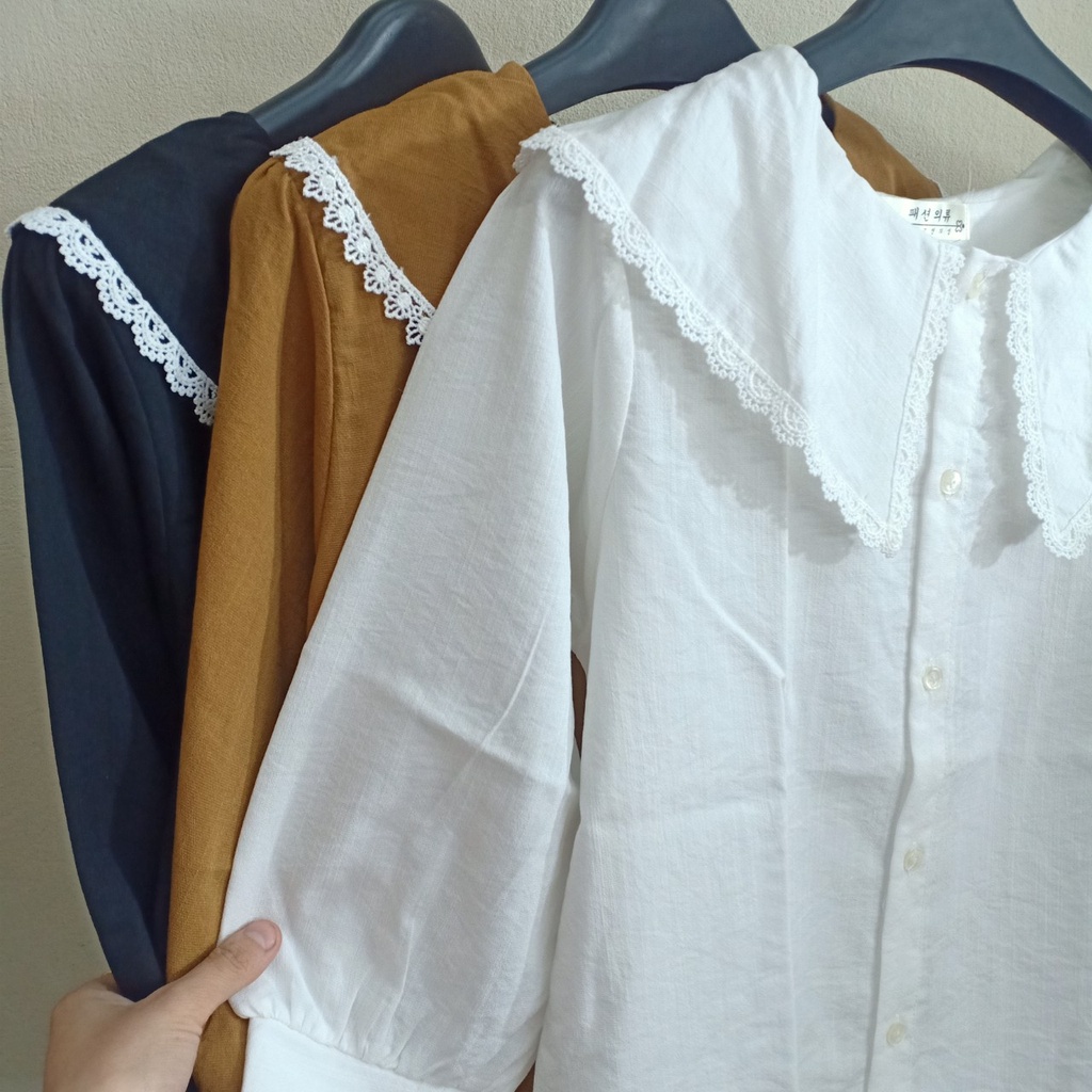 Áo babydoll viền bèo tay lỡ sơ mi cột nơ ngắn tay , áo sơ mi tơ 2 lớp freeship 50k bao đổi trả