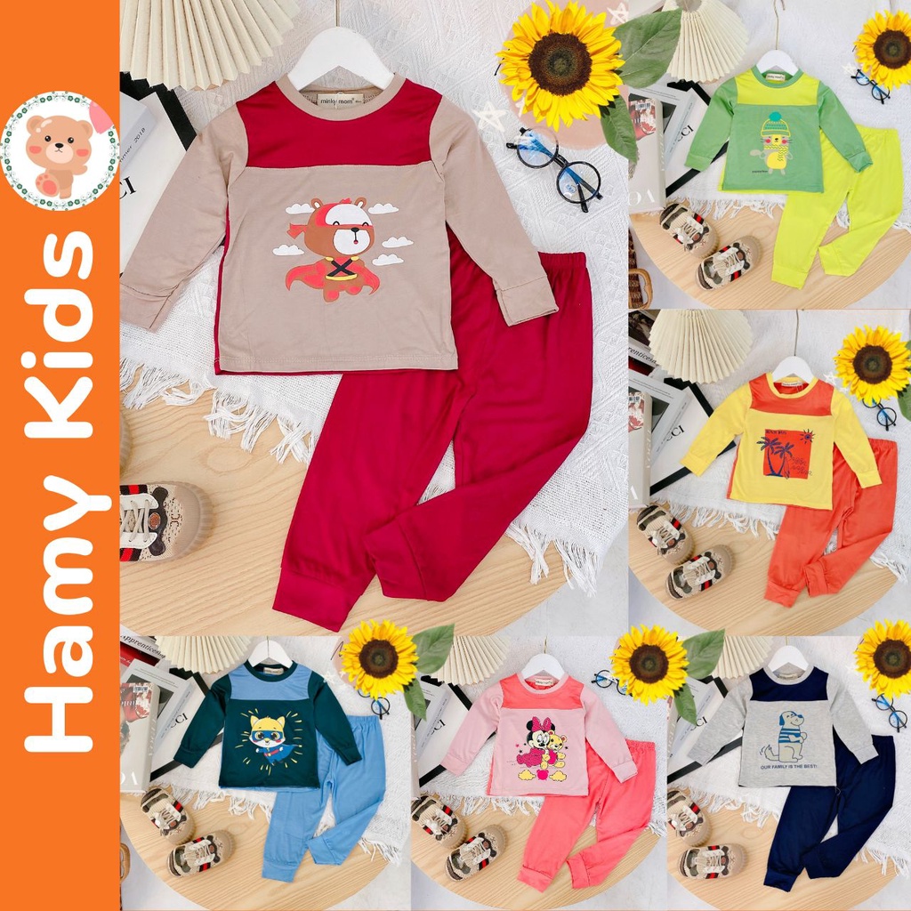 Bộ Minky Mom Chính Hãng Dài Tay Bé Trai Bé Gái Thun Lạnh Ráp Ngực Áo Độc Đáo Thu Đông Bé Từ 0-5 Tuổi Dưới 20kg-Hamykids