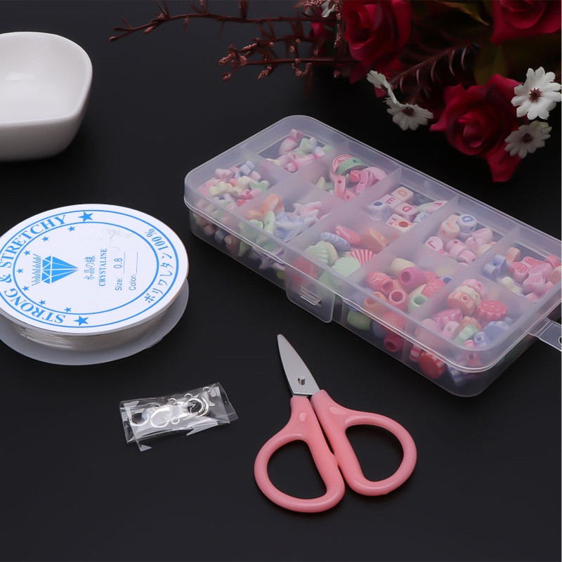 Hộp 180 Hạt Nhựa Xỏ Lỗ Hình Gấu / Hoa / Mèo / Ngôi Sao / Hạt Cườm