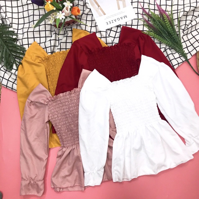 [Mã FAMAYWA giảm 10K đơn 50K] Áo nhún dài tay cực xinh | BigBuy360 - bigbuy360.vn