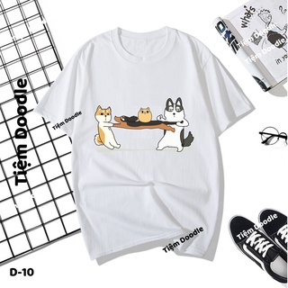 Áo thun nam nữ tay lỡ unisex oversize form rộng basic tee các chú chó husky ngộ nghĩnh