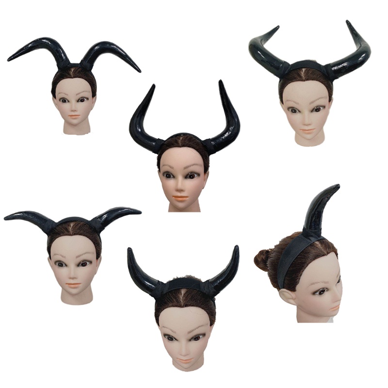 Băng Đô Cài Tóc Hóa Trang Sừng Ox Phong Cách Gothic Dịp Halloween